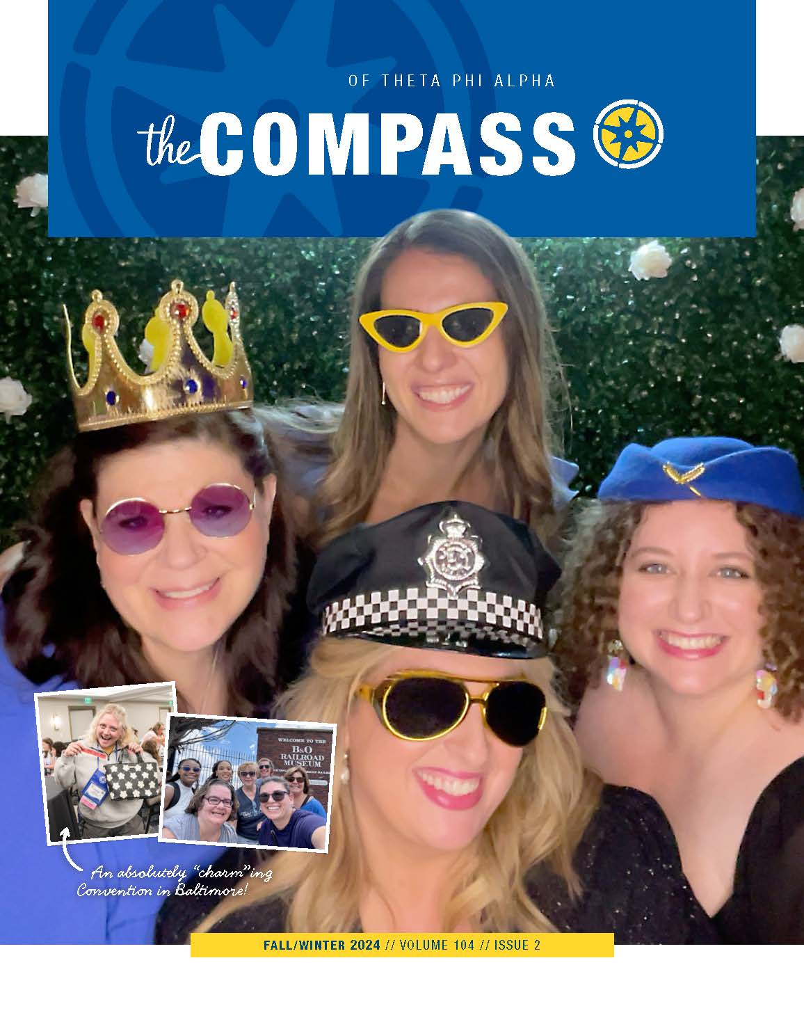 Cover page of fall 2024 issue of the Compass. Members in costumes.